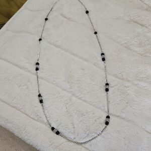 Brighton Silver and Black Beaded Necklace Minimalist Design